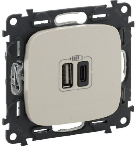 Розетка USB тип A+С без рамки Legrand Valena Allure 2-м. 3000мА слоновая кость фото Розетка USB тип A+С без рамки Legrand Valena Allure 2-м. 3000мА слоновая кость картинка